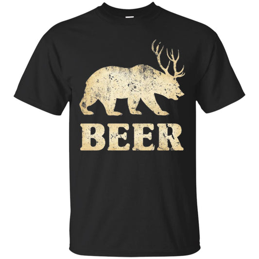 Beer T-shirt Vintage Bear Deer Black