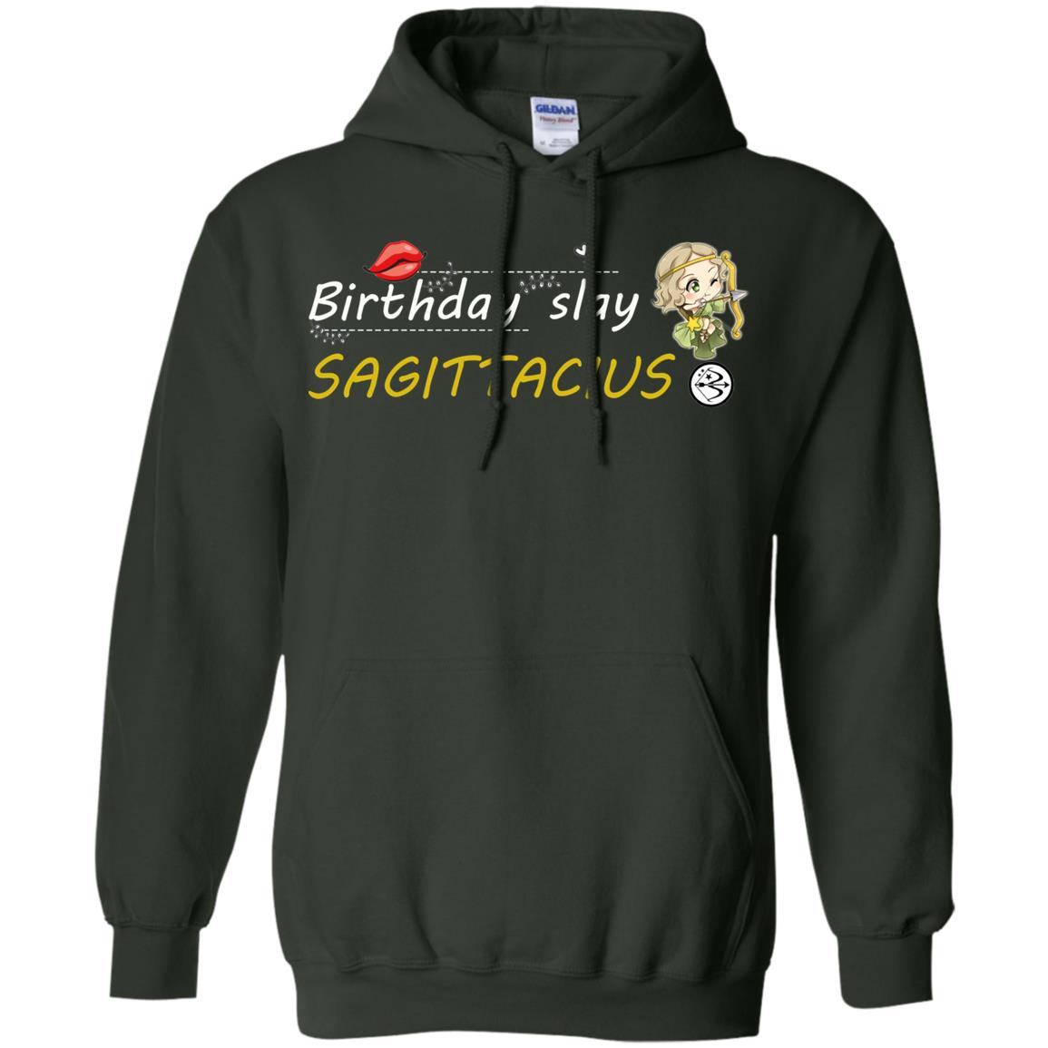 Cute Sagittarius Girl Birthday Lip Slay T-shirt Forest Green