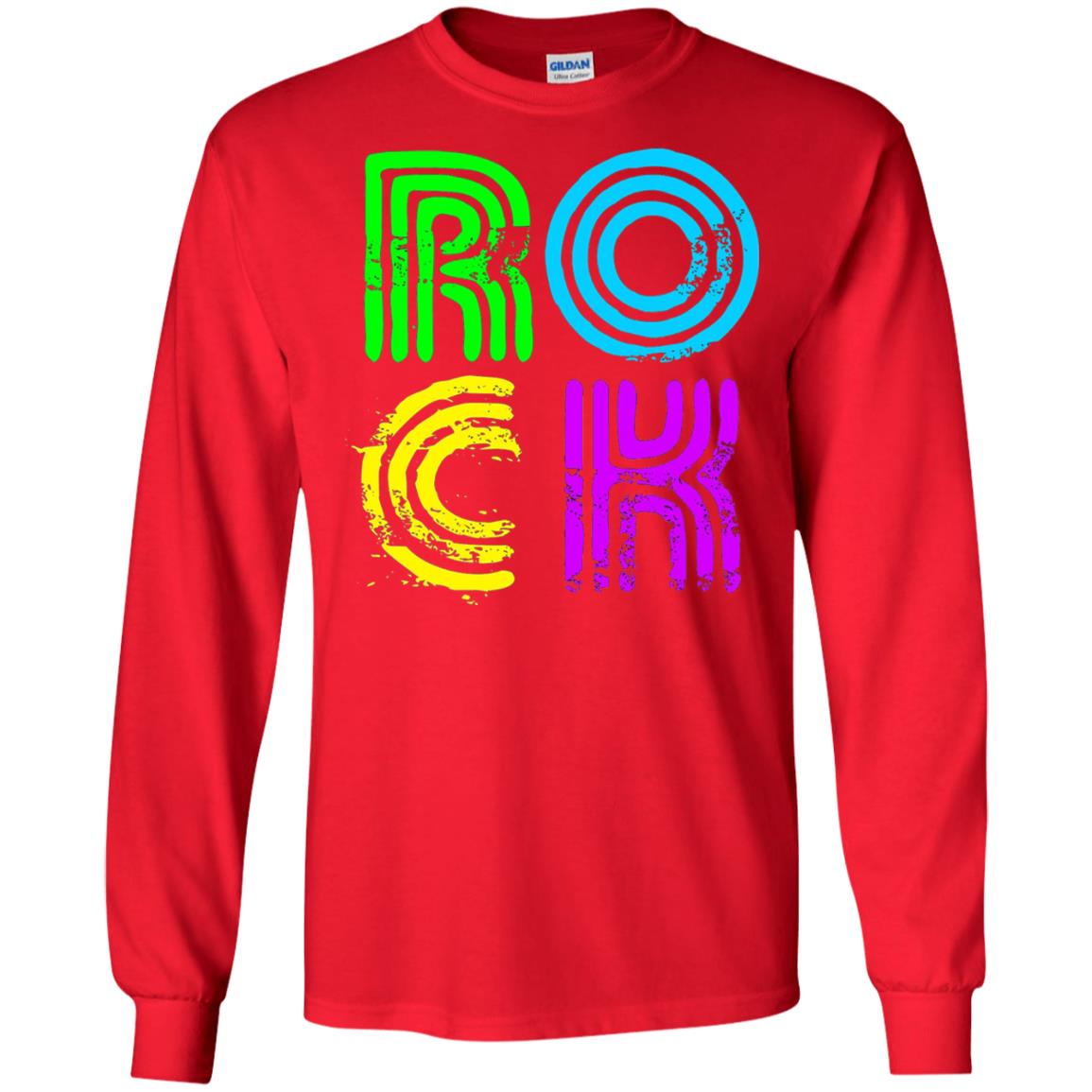Bright Neon Colours Rock 80_s Retro Theme T-shirt Red