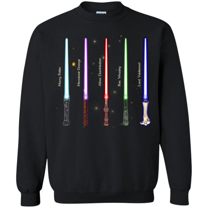 Harry Potter Lightsaber Wands Movie Fan T-shirt Black