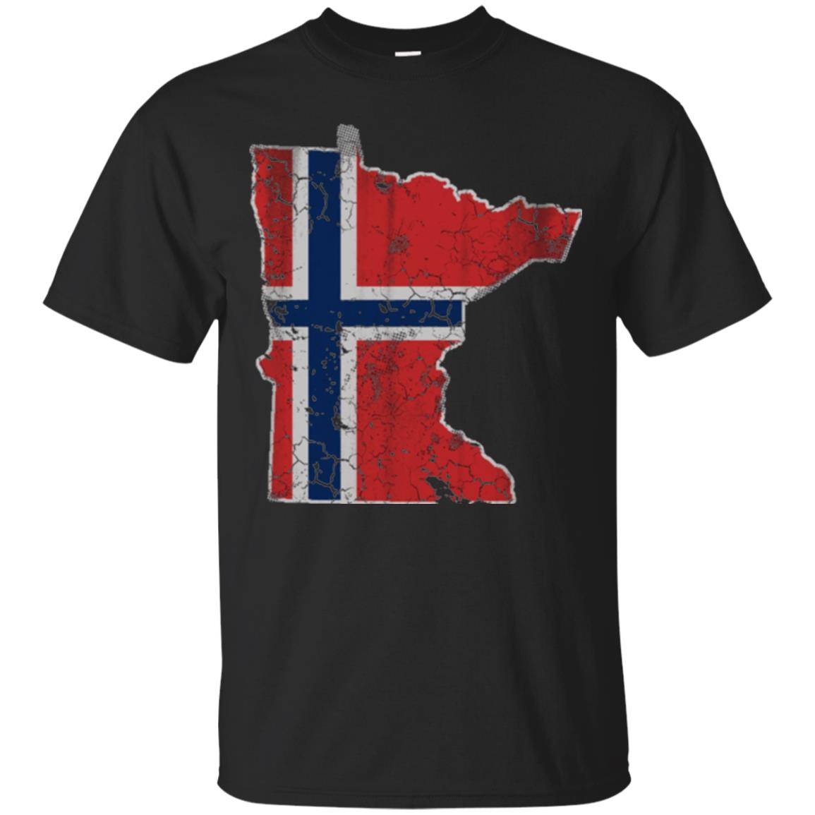 Minnesota Norwegian American Norge Norway Flag T-shirt Black