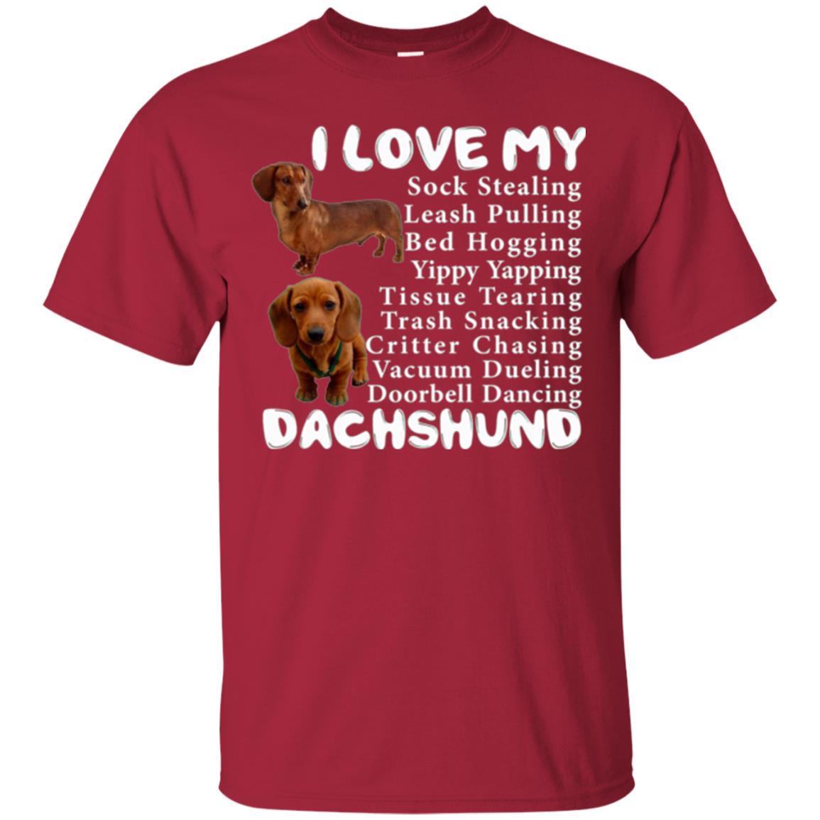 Dachshund T-shirt Sock Stealing Bed Hogging Cardinal