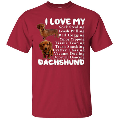 Dachshund T-shirt Sock Stealing Bed Hogging Cardinal