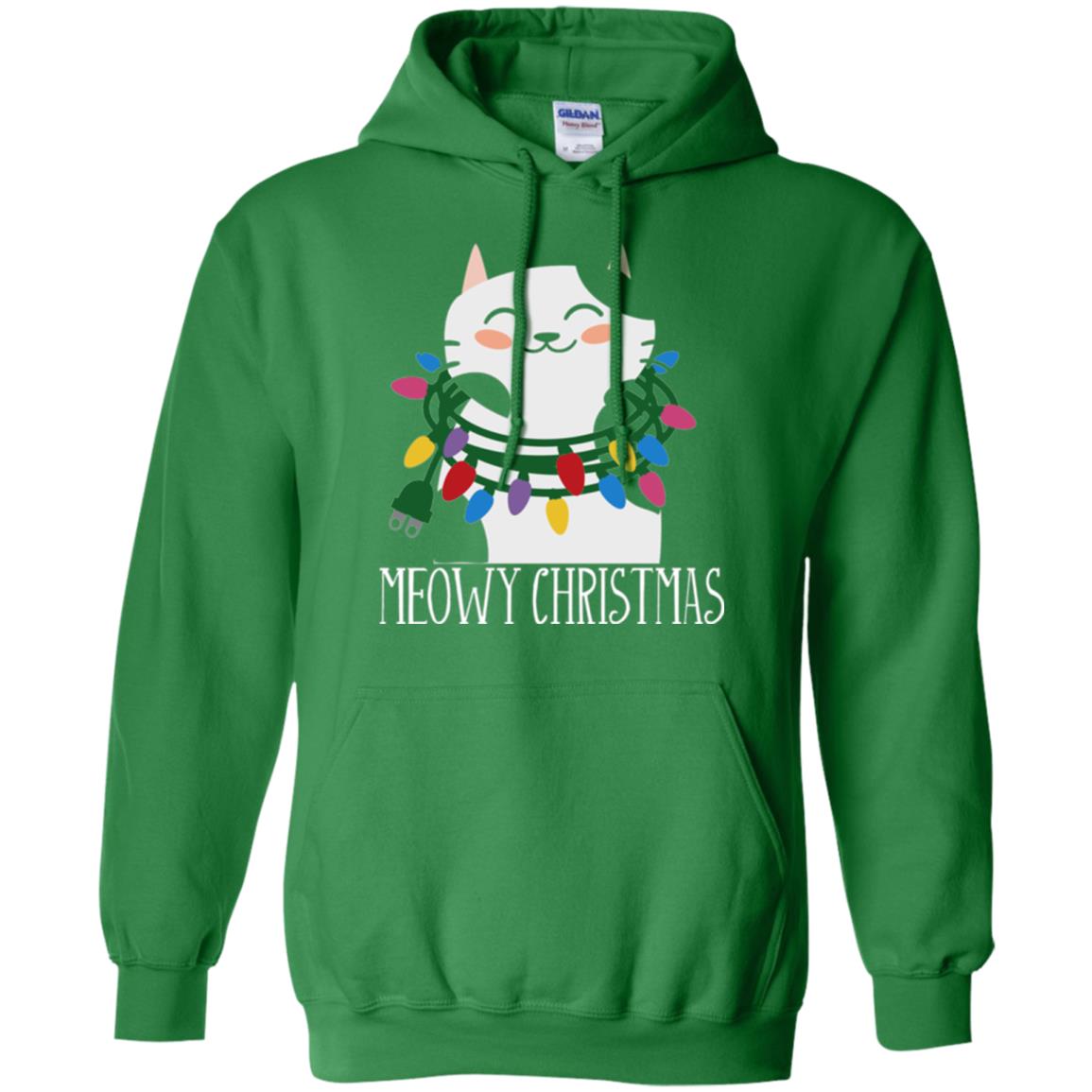 Meowy Christmas Holiday T-shirt Irish Green