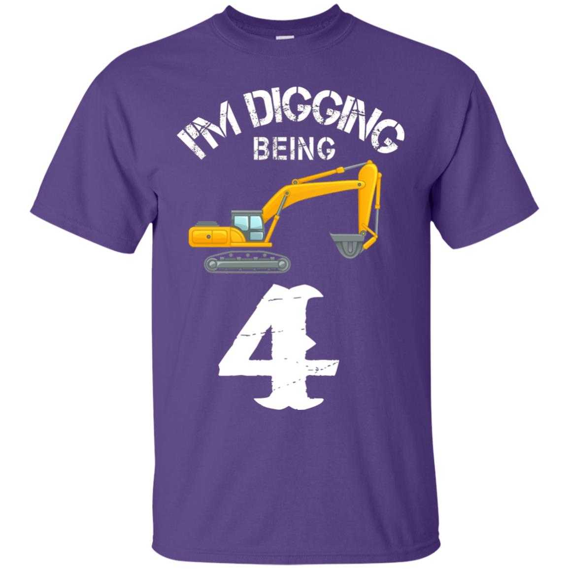 4th Birthday T-shirt I_m Digging Being 4 Birthday Purple