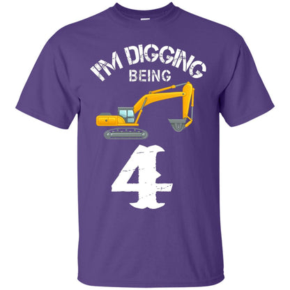4th Birthday T-shirt I_m Digging Being 4 Birthday Purple