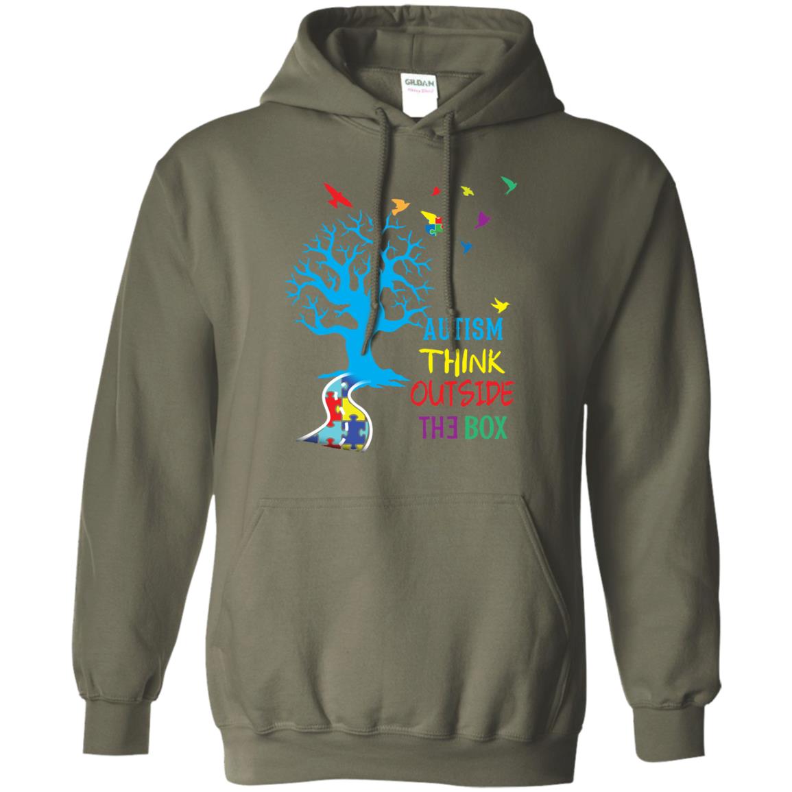 Autism Awareness T-shirt Autism Think Outside Military Green