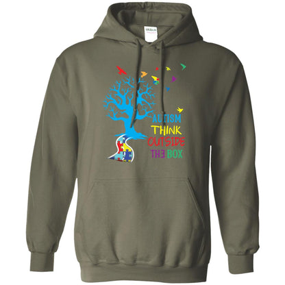 Autism Awareness T-shirt Autism Think Outside Military Green