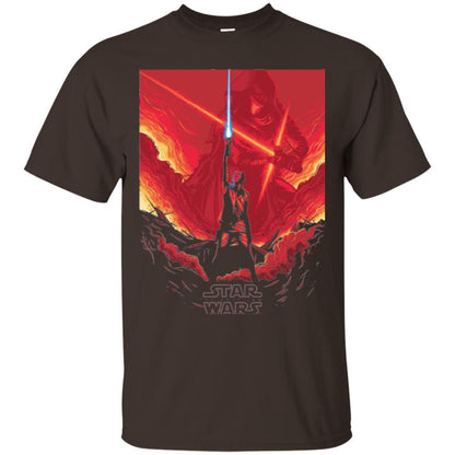 Film T-shirt Star Wars Last Jedi Rey Saber Reach Red Poster Dark Chocolate