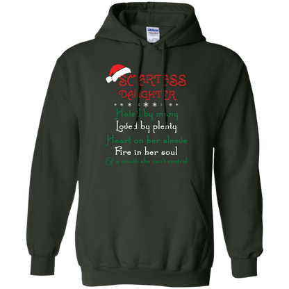 Christmas T-shirt Smartass Daughter Hated By Many Forest Green