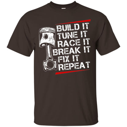 Racecar Steps T-shirt Build It Turn It Race It Dark Chocolate