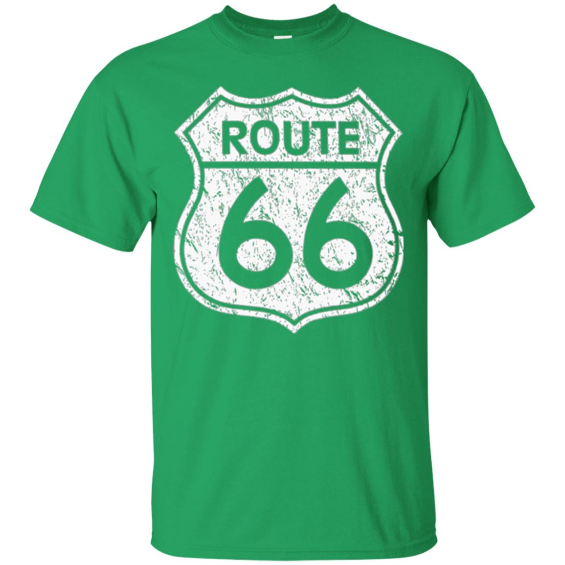 Historical Route 66 Distressed Vintage Look T-shirt Irish Green