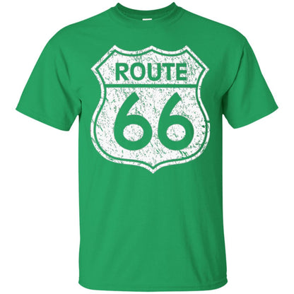 Historical Route 66 Distressed Vintage Look T-shirt Irish Green
