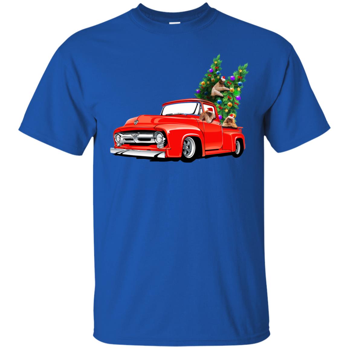 Christmas Tree And Sloths On Car X-mas Gift Shirt Royal