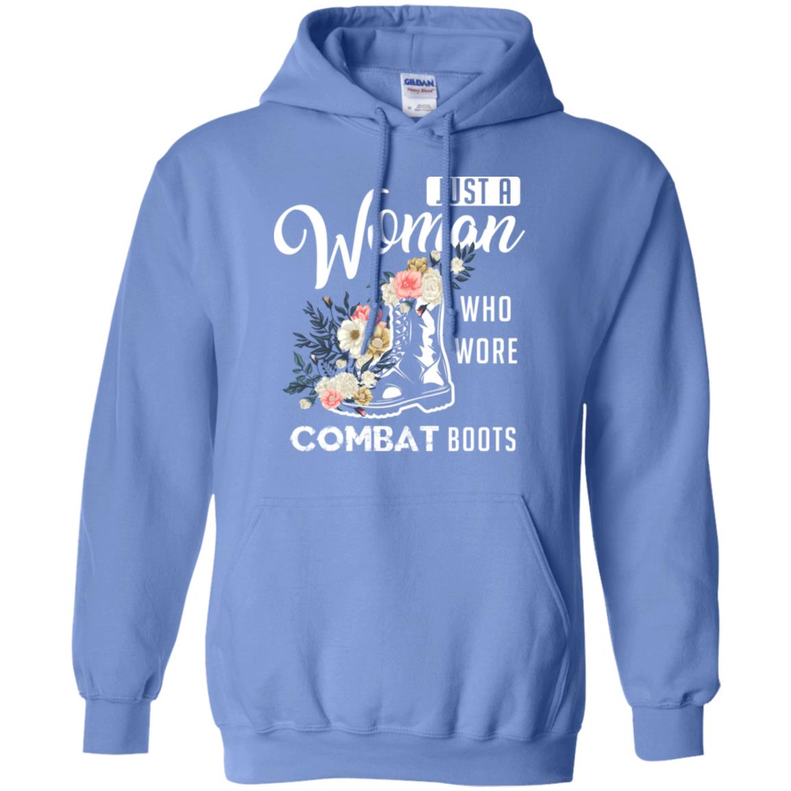 Just A Woman Who More Combat Boots Female Veteran T-shirt Carolina Blue