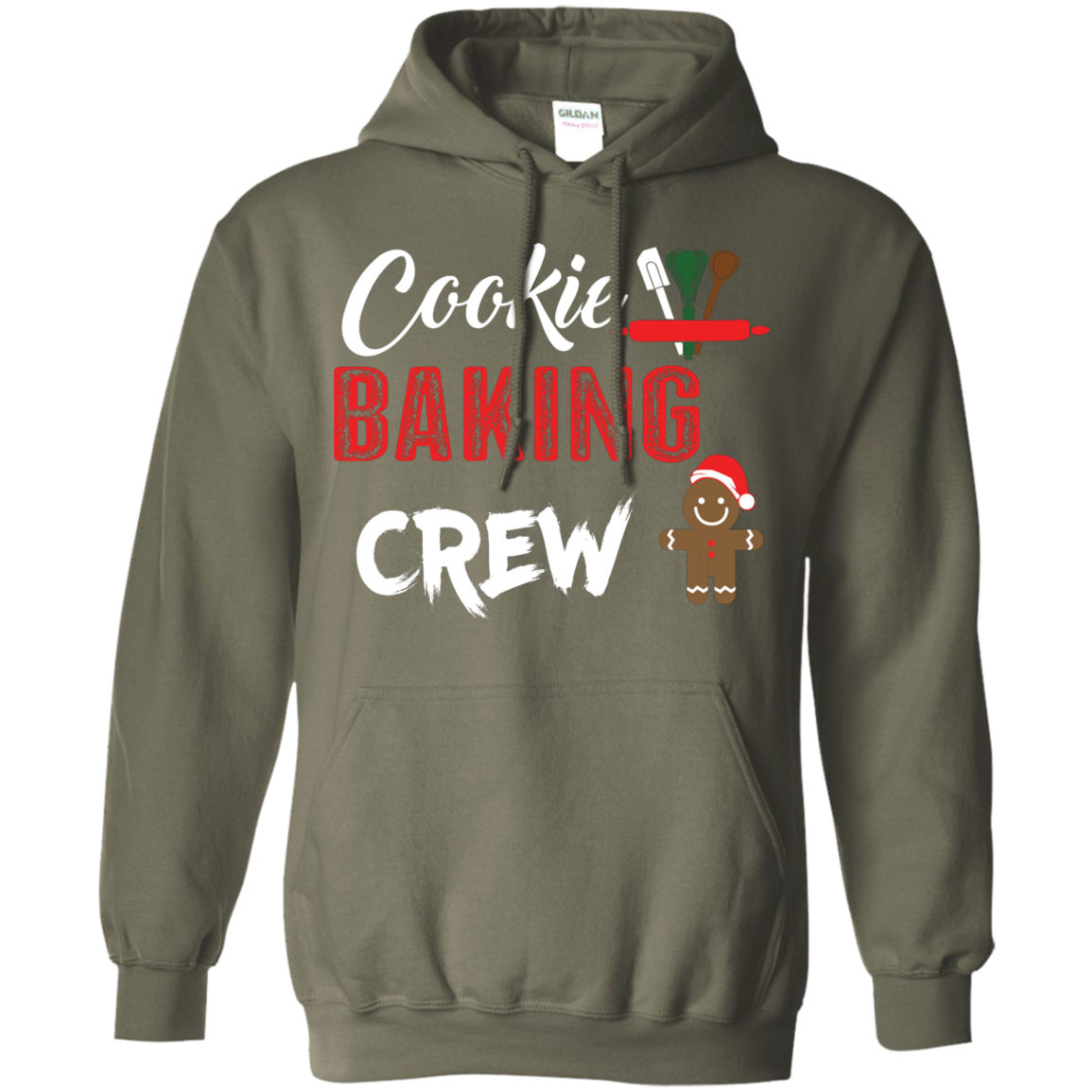 Christmas T-Shirt Cookie Baking Crew Military Green