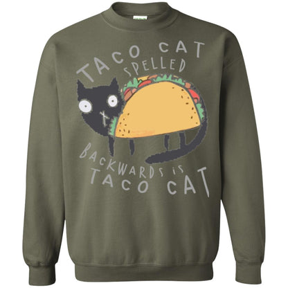 Cat Lovers T-shirt Taco Cat Spelled Backward Is Taco Cat Military Green