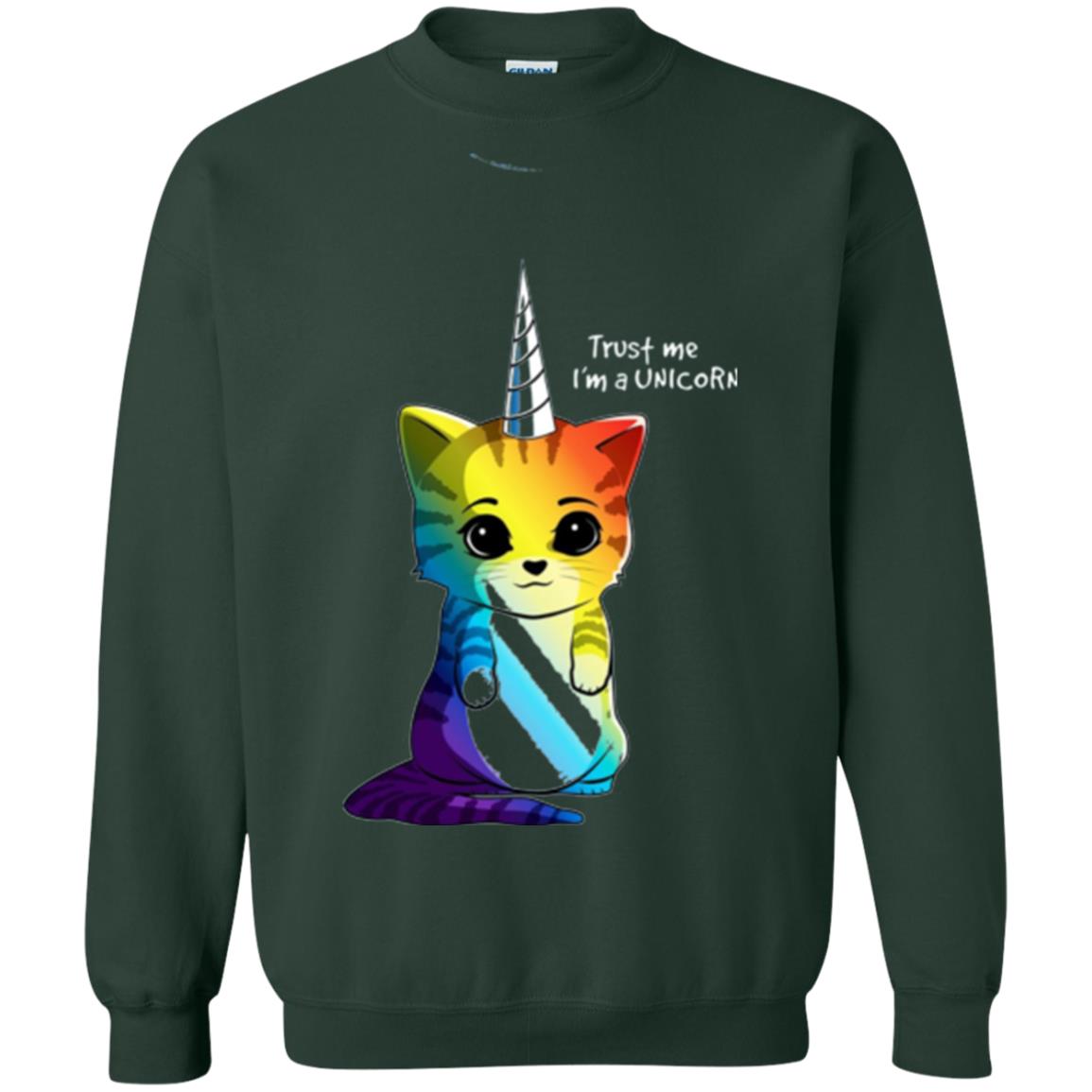 Cat Lovers T-shirt Caticorn Rainbow Trust Me I_m A Unicorn Forest Green
