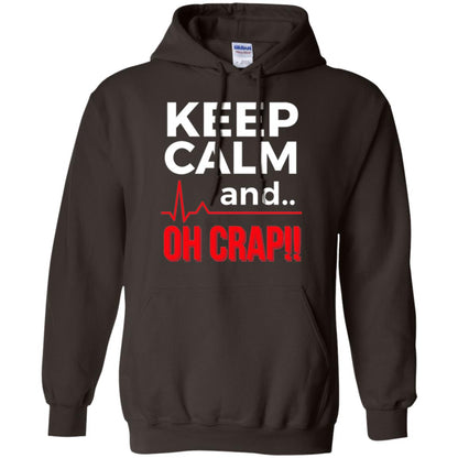 Funny Emergency Room T-shirt Keep Calm Oh Crap Flatline Dark Chocolate