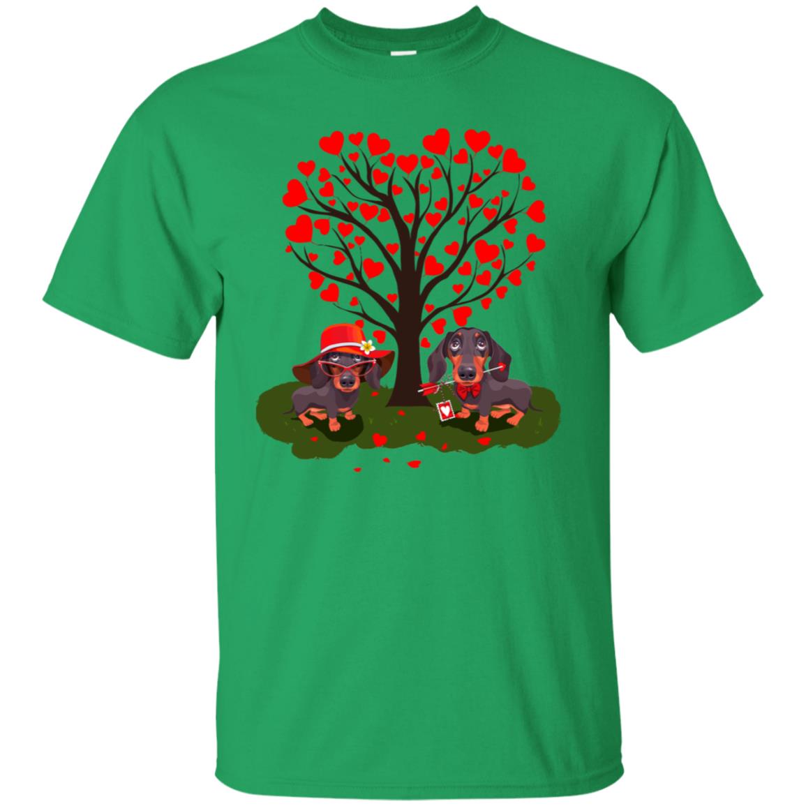 Valentine Dachshund Couple Heart Tree Shirt Irish Green
