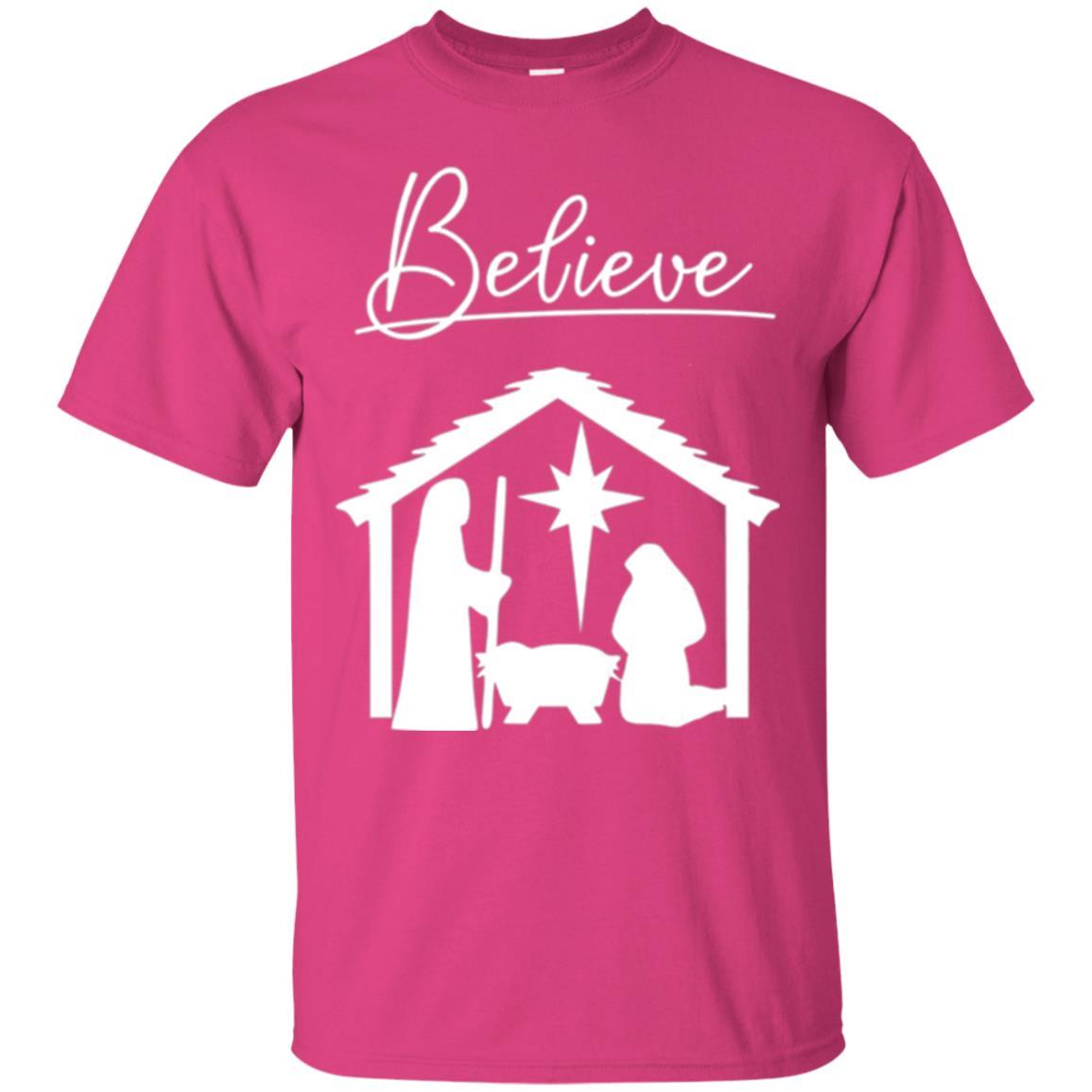 Christian Christmas T-shirt Believe Jesus Celebrate Heliconia