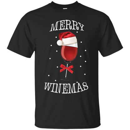 Merry Wine-mas X-mas Wine Drinking Lovers Gift Shirt Black