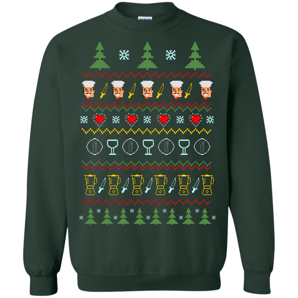 Chef Christmas X-mas Gift Shirt For Cooking Lovers Forest Green
