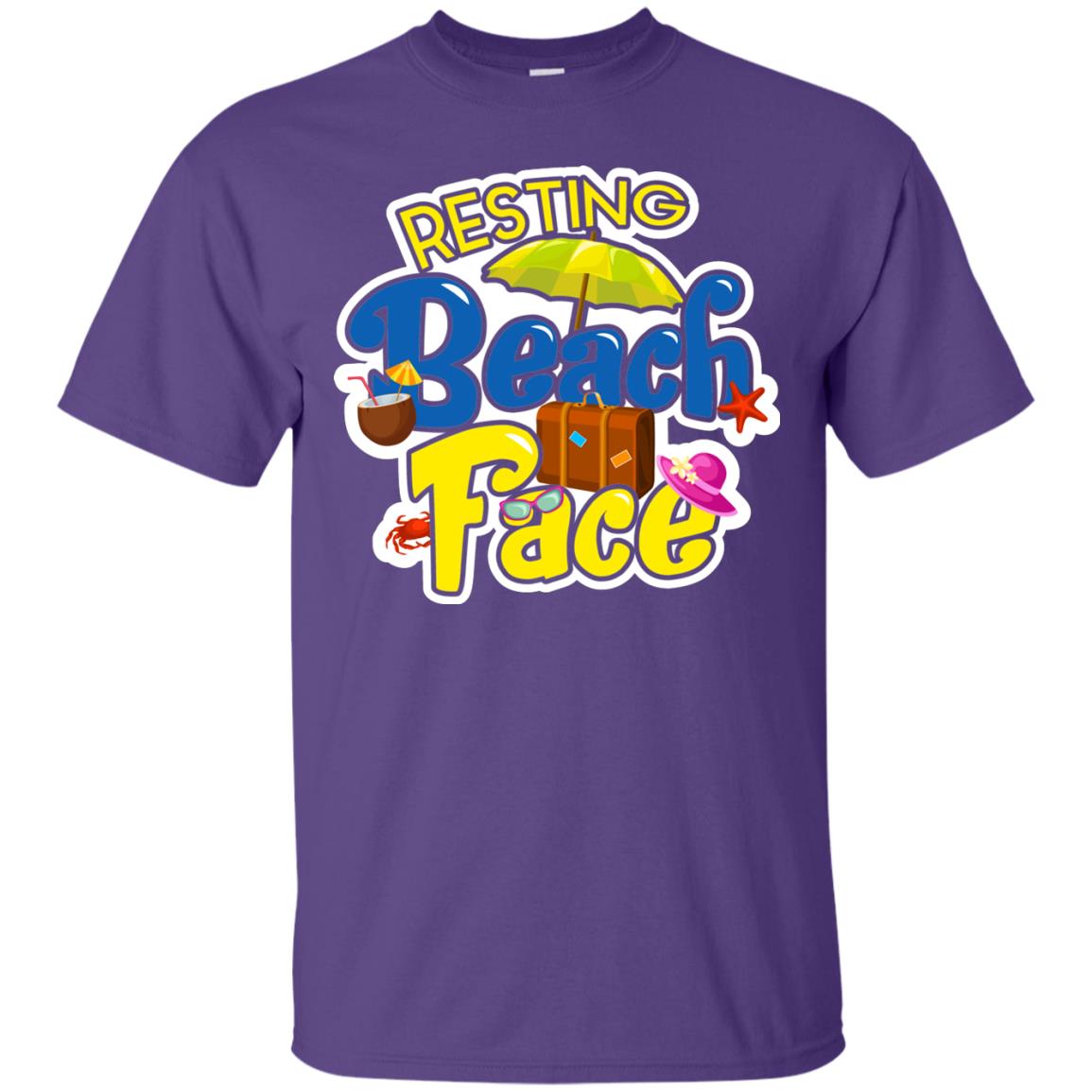 Resting Beach Face Summer Holiday T-shirt Purple