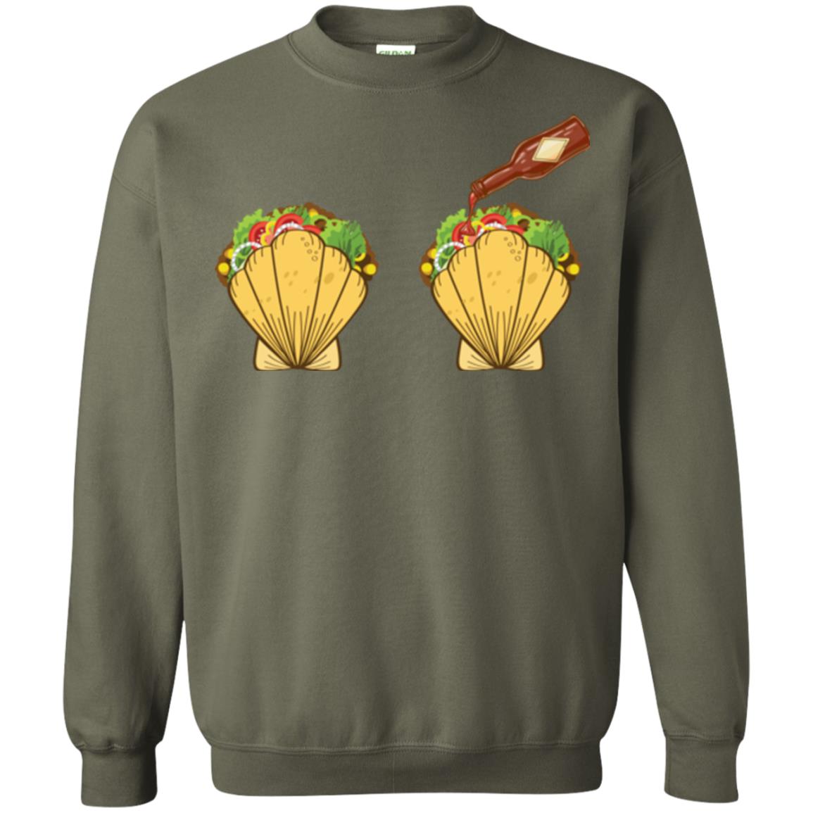 Mermaid Shell T-shirt Taco Bra And Spicy Chili Sauce Military Green
