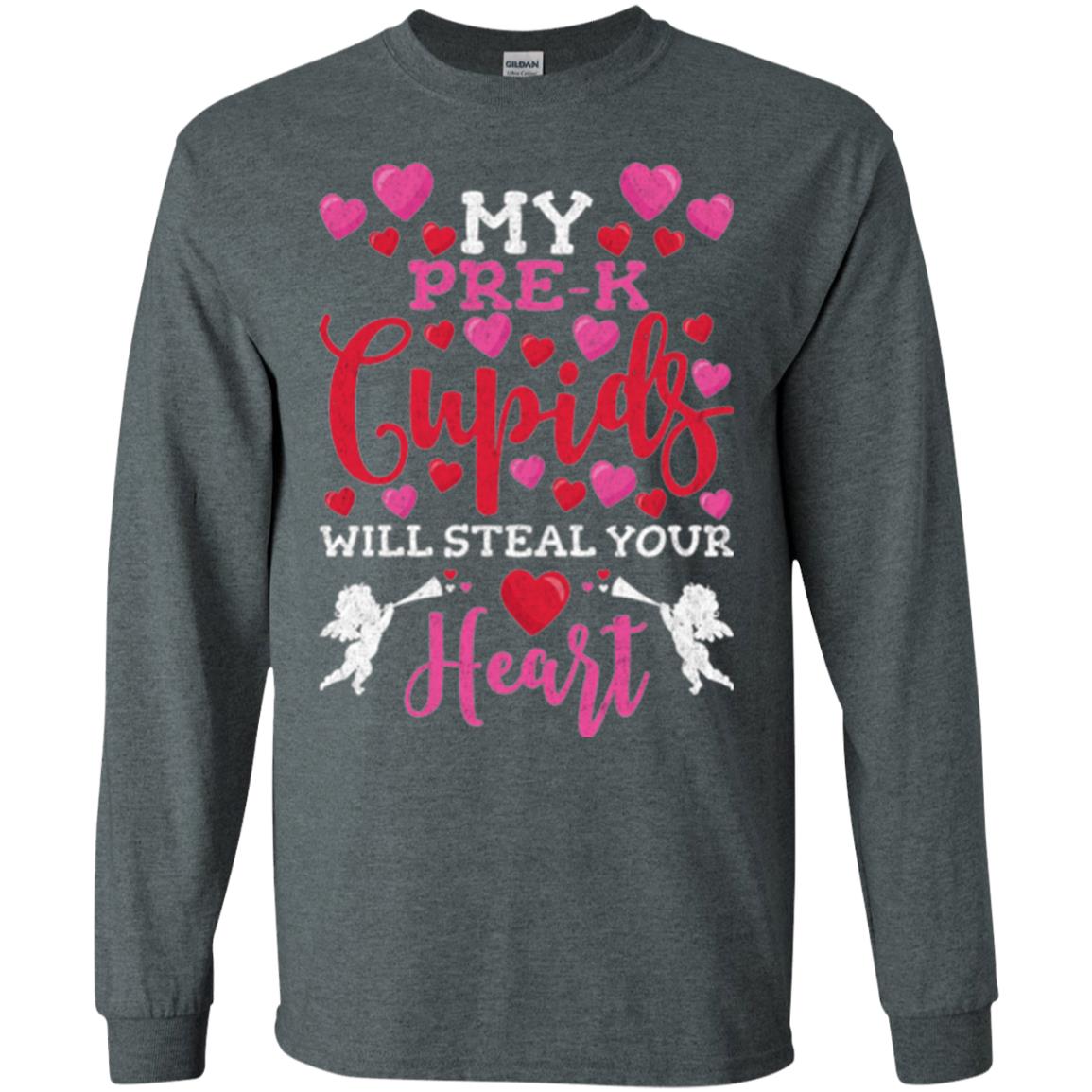 Teacher Valentines Day Shirt My Pre-k Cupids Will Steal Your Heart Dark Heather