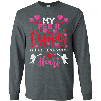 Teacher Valentines Day Shirt My Pre-k Cupids Will Steal Your Heart Dark Heather