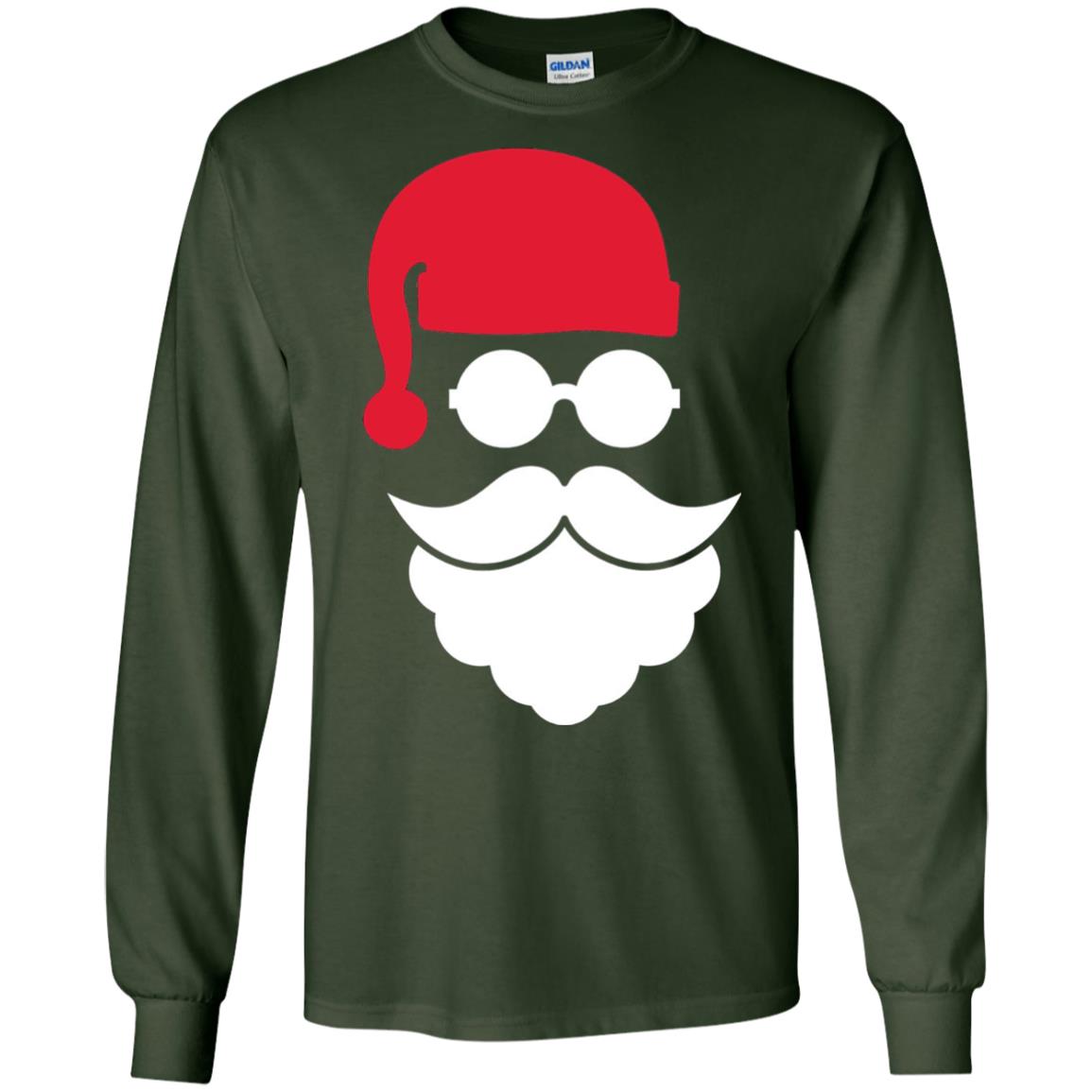 Christmas Shirt Santa Claus Face Forest Green