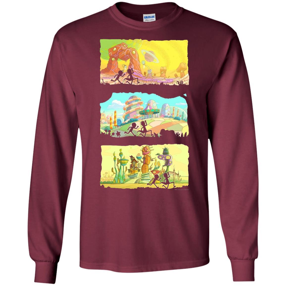 Movie T-Shirt Running Silhouettes On Alien Land Maroon