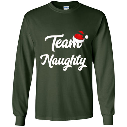 Christmas T-shirt Team Naughty Nice Santa Hat T-shirt Forest Green