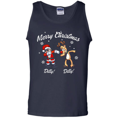 Christmas T-shirt Santa And Reindeer Dilly Dilly Navy