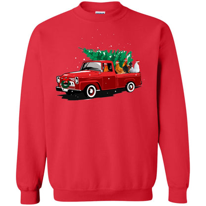 Chickens On Car Merry Christmas Gift Shirt For Mens Womens Red