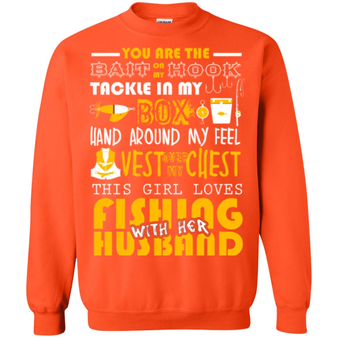 Fishing Lover T-shirt This Girl Loves Fishing With Her Husband Orange