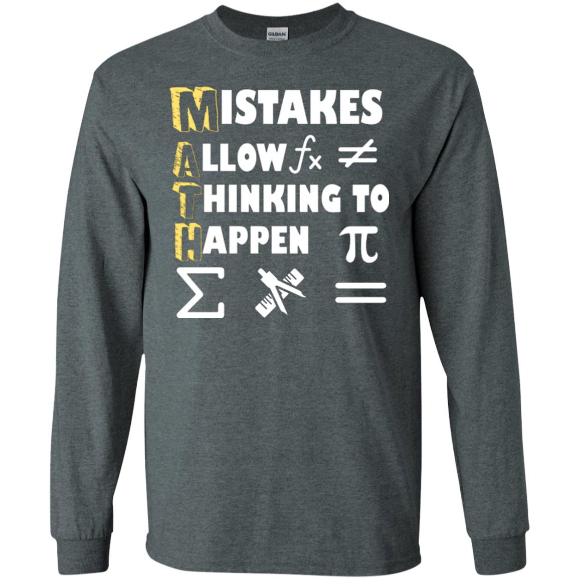 Math Lover T-shirt Mistakes Allow Thinking To Happen Dark Heather