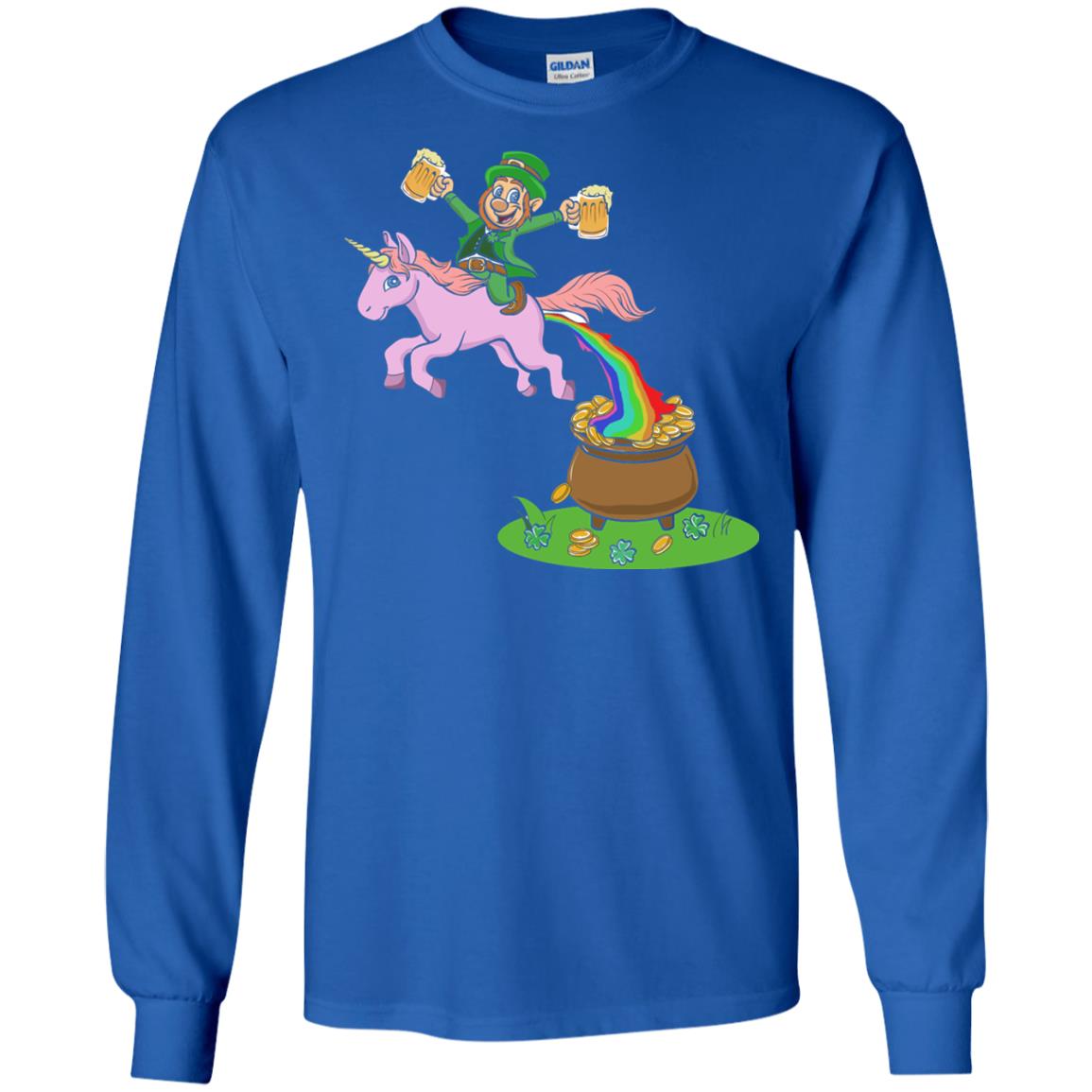 Leprechaun Riding A Unicorn Funny St Patricks Day T-shirt Royal