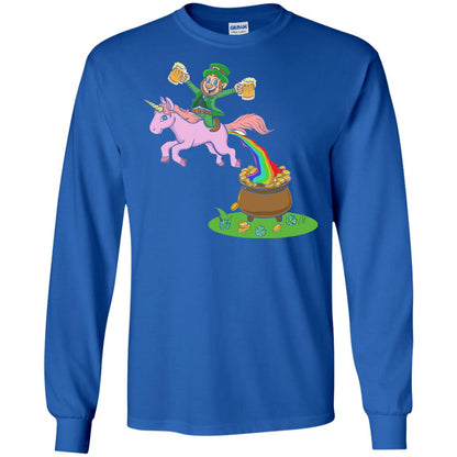 Leprechaun Riding A Unicorn Funny St Patricks Day T-shirt Royal