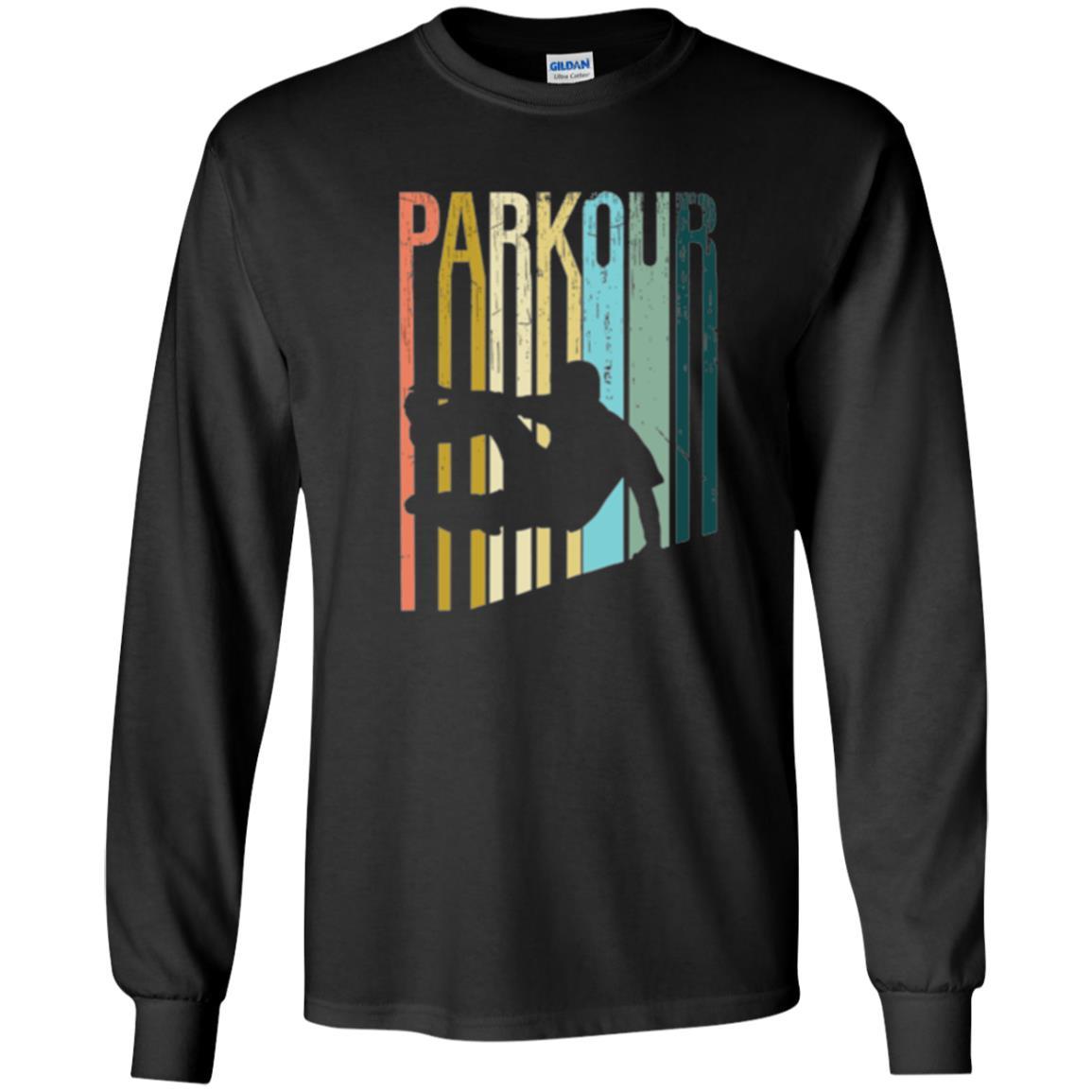 Parkour T-shirt Distressed Style Parkour Silhouette Black
