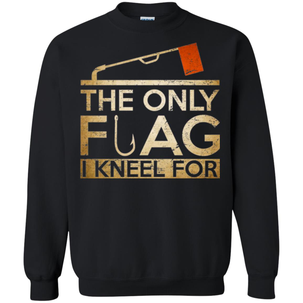 Ice Fishing T-shirt The Only Flag I Kneel For Black