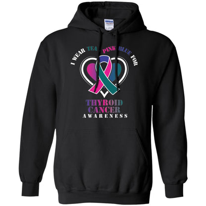 Thyroid Cancer Awareness T-shirt I Wear Teal Pink Blue For Black