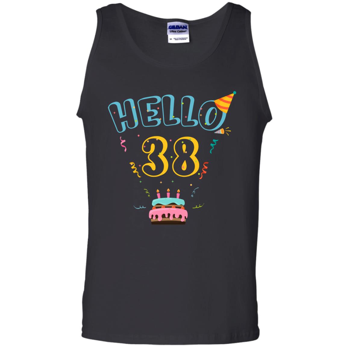 Hello 38 Thirty Eight 38th 1980s Birthday Gift  ShirtG220 Gildan 100% Cotton Tank Top