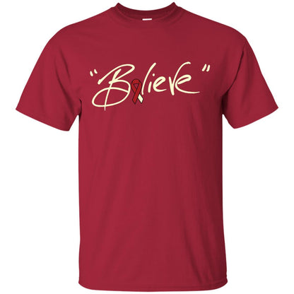 Head And Neck Cancer Awareness Shirt Burgundy Ivory Ribbon Believe Cardinal