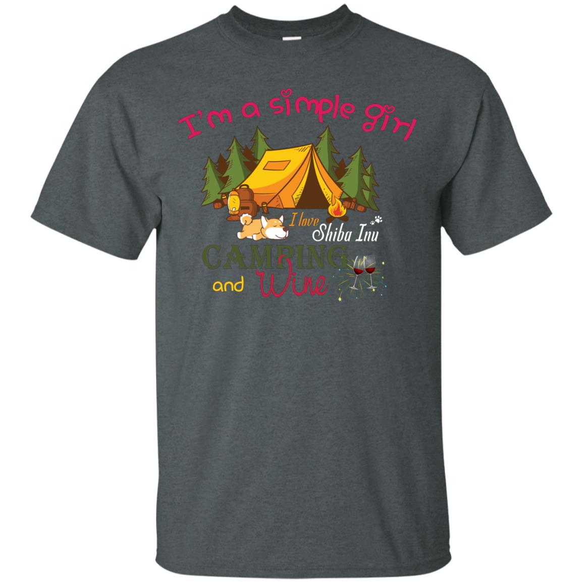 I’m A Simple Girl I Love Shiba Inu Camping And Wine Shirt Dark Heather