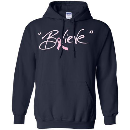 Breast Cancer Awareness Shirt Pink Ribbon Believe Navy