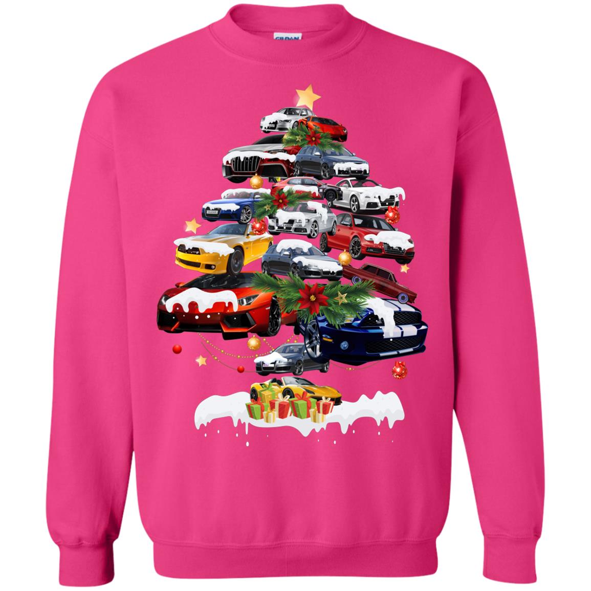 Cars Christmas Tree X-mas Gift Shirt For Mens Or Womens Heliconia