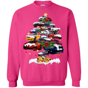 Cars Christmas Tree X-mas Gift Shirt For Mens Or WomensG180 Gildan Crewneck Pullover Sweatshirt 8 oz.