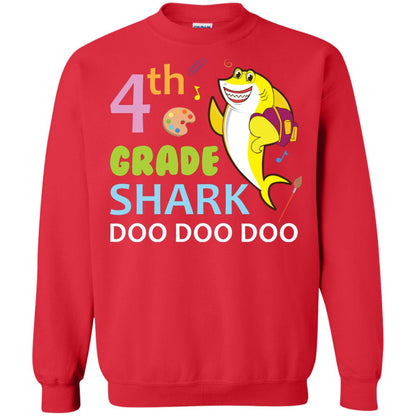4th Grade Shark Doo Doo Doo Back To School T-shirt Red